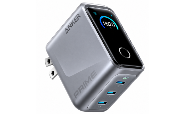 Anker Prime 160W 3-Port USB-C GaN Charger with Smart Display Black